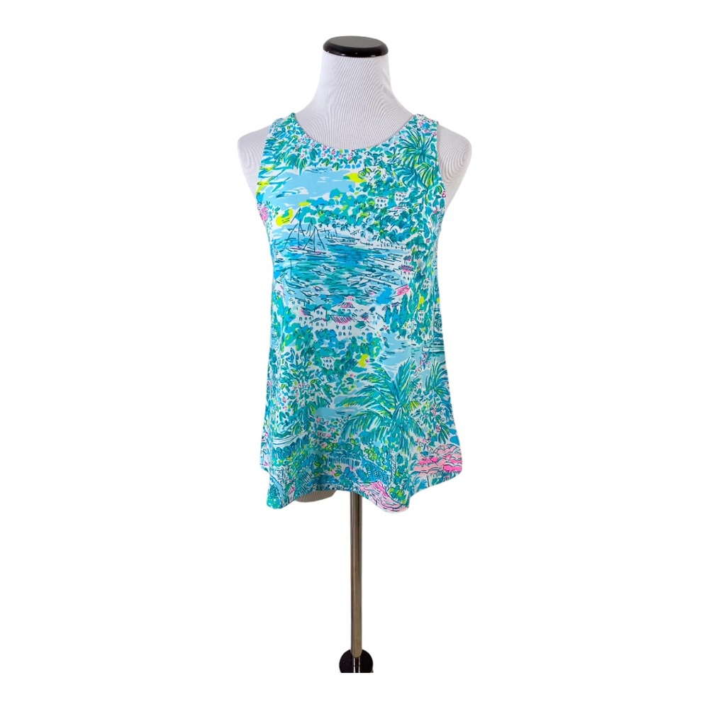 Lilly Pulitzer Kristen Top Sunshine City Gustavia Green Sz XS Sleeveless